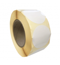 Etiquetas redondas diam. 70mm / Papel blanco brillante / Rollo perforado de 900 etiquetas GS
