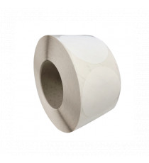 Bobine d'étiquettes rondes blanc brillant 64mm / bobine de 800 étiq / mandrin 40 mm