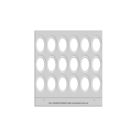 Plateau carré de 12cm pour 18 menthes, pilules, bonbons 15x25 et 19x32mm Imprimante DTM Eddie