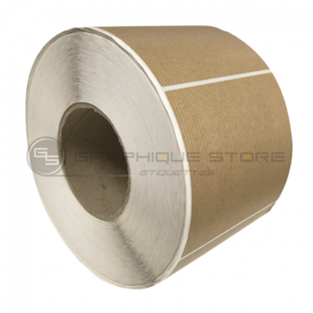 Etiquettes adhésives 72 x135 mm / Kraft natural bois / Bobine échenillée de 500 étiquettes GS