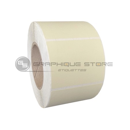 Etiquettes adhésives vierges 80x60mm / Vergé ivoire / Bobine échenillée de 2000 étiquettes GS
